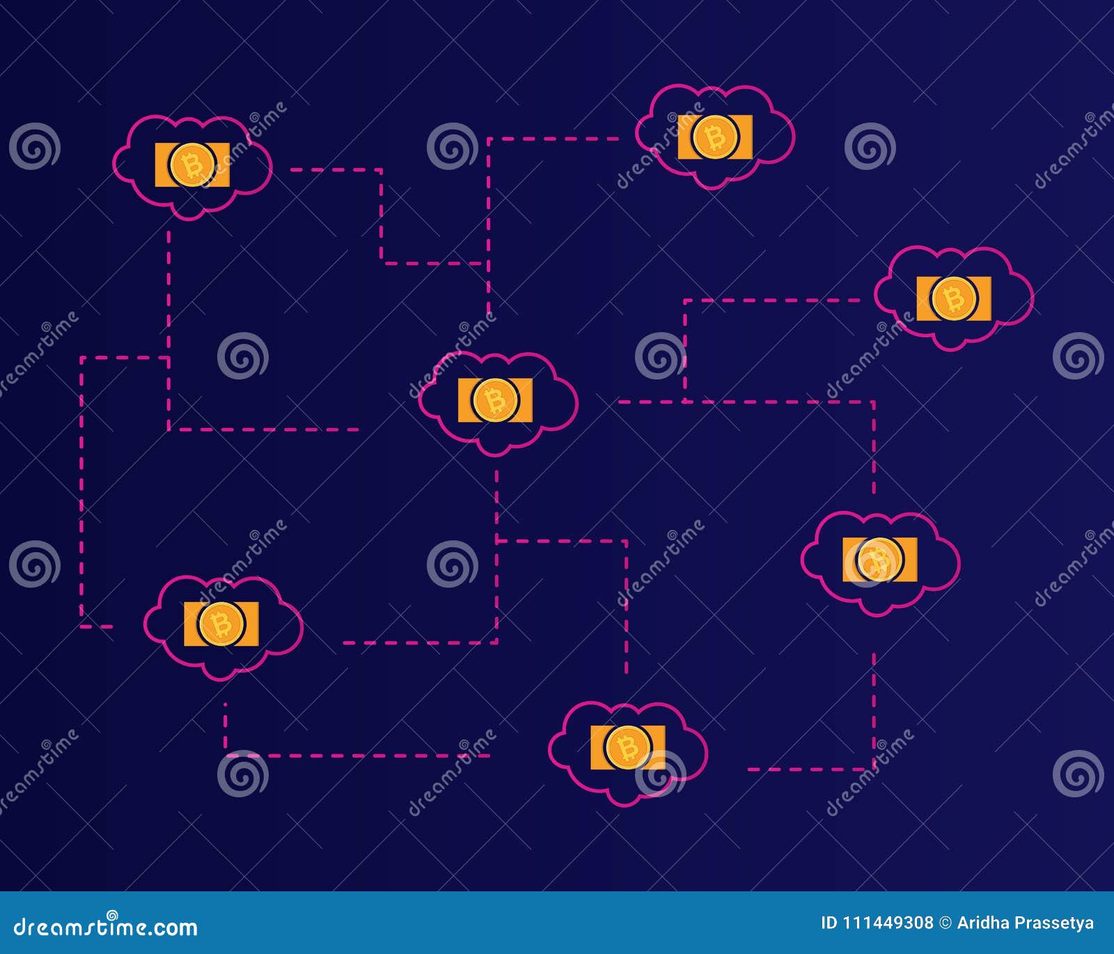 Blockchain Bitcoin Cash Network Cloud Background Collection Stock - 